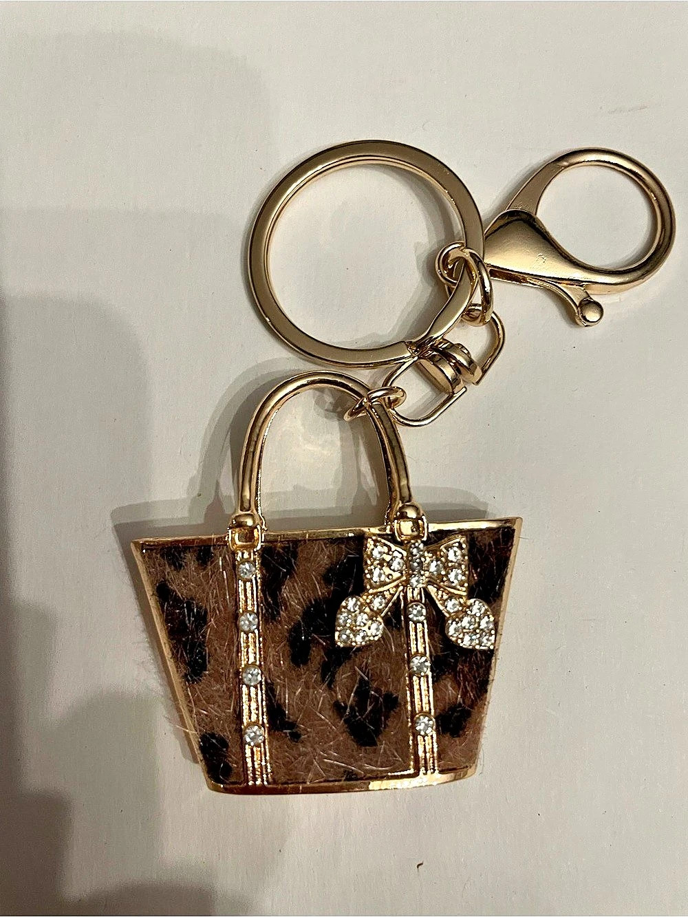 Mini Handbag Keychain Brown Gold nwot